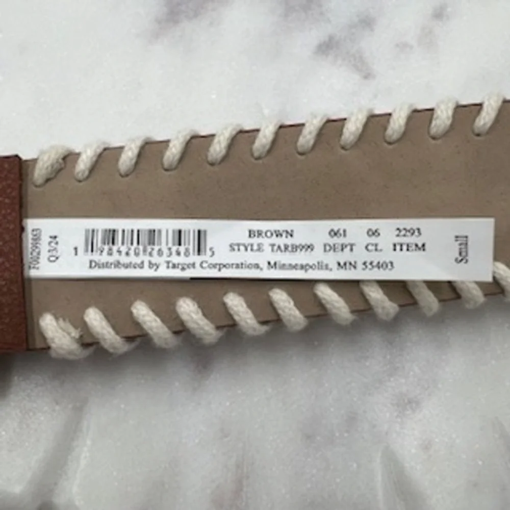 Wild Fable Womens Brown Whipstitch Western Belt Silver Engraved Buckle Small NEW